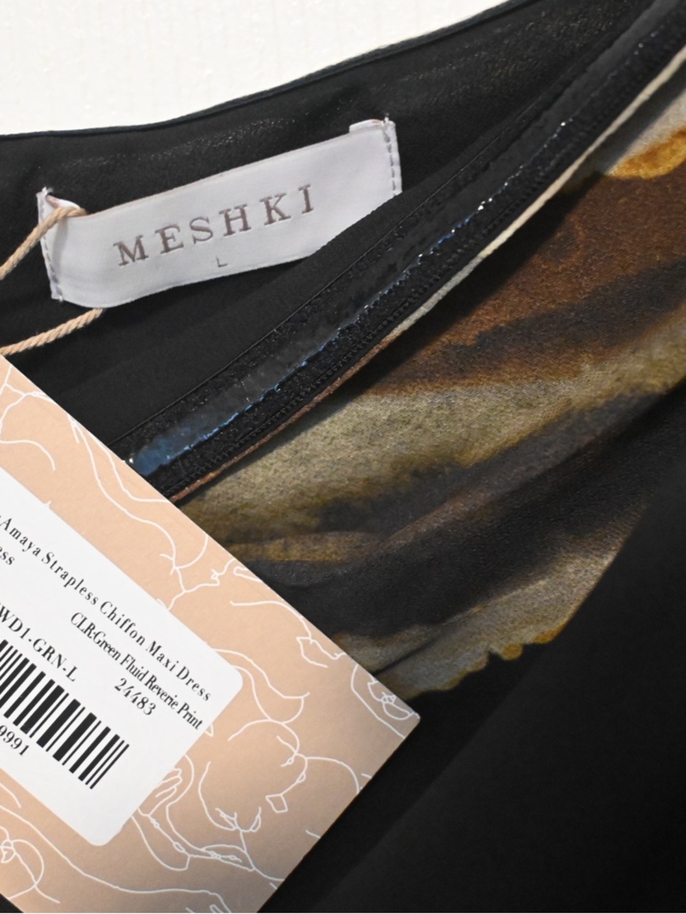 Meshki Black Abstract Watercolor Maxi Dress - Picture 5 of 12